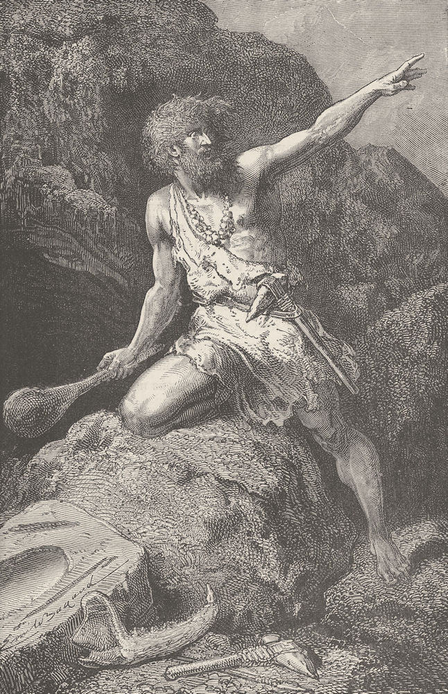 PREHISTORIC. Man of the polished stone (Neolithic) age 1893 old antique print